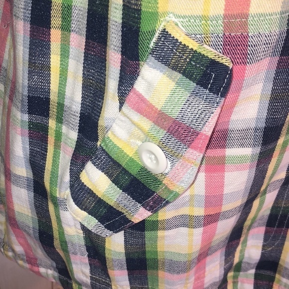 Medrona Lightweight Denim Multi Color Plaid Pullover Windbreaker Top Size Large - Picture 6 of 15